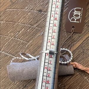 Rain Jewelry Collection Silver Beaded Ring with Square Charm size 9